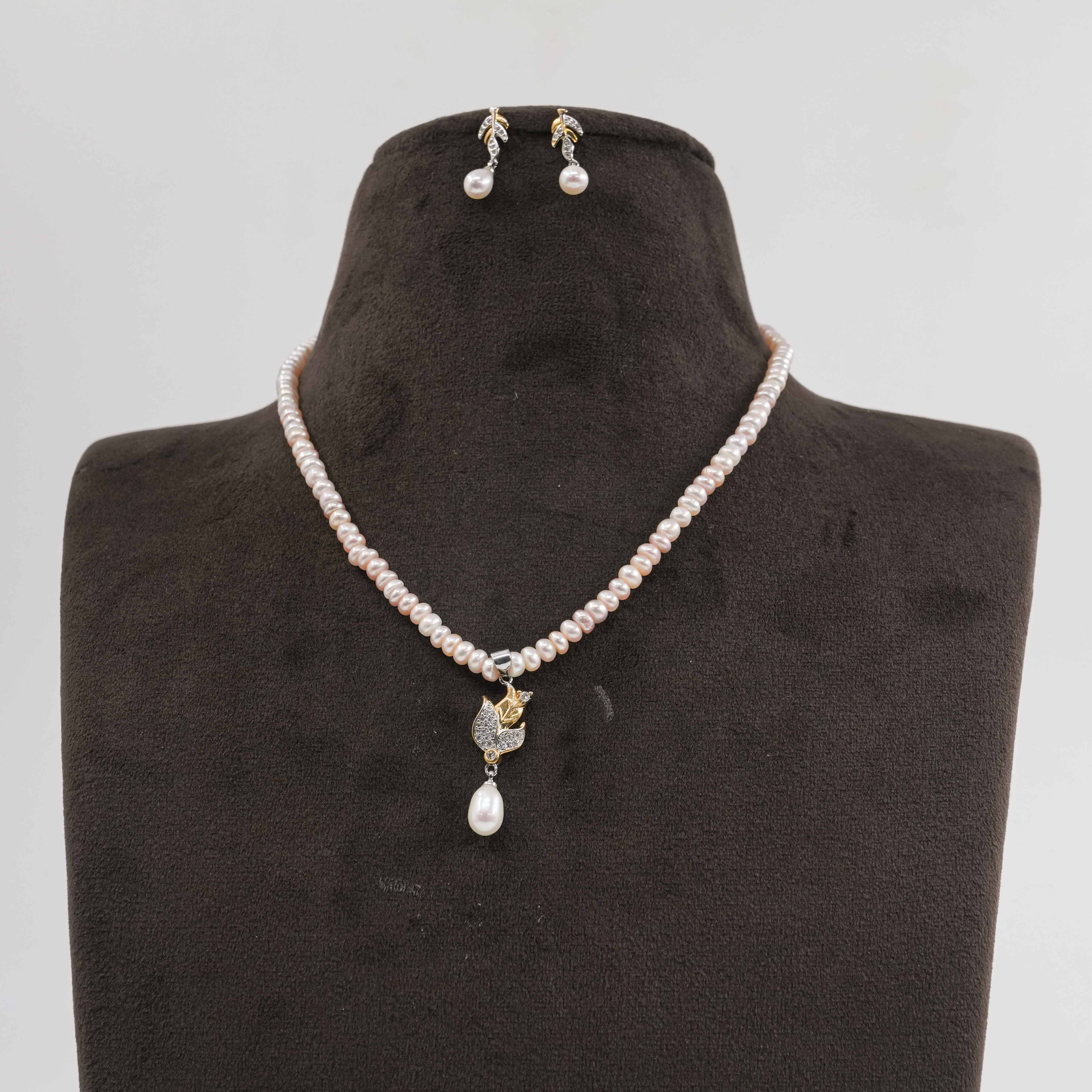 Order Flat Round Pearl Necklace Set online in Hyderabad